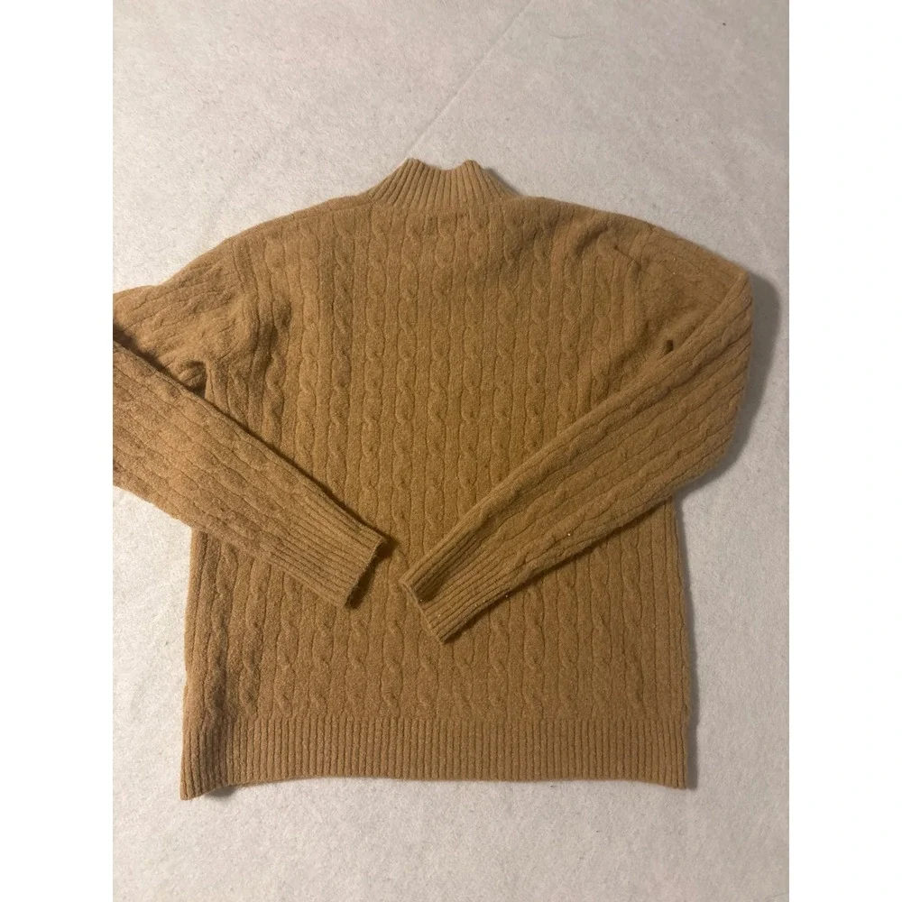 J.Crew‎ Extra-Soft Cable Knit Mock Neck Sweater Camel Brown Womens Small